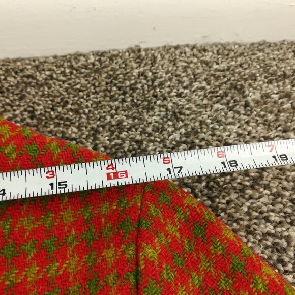 Burberry London Coat Tweed Wool Houndstooth Checked Red Green Long Womens Small - Picture 13 of 14
